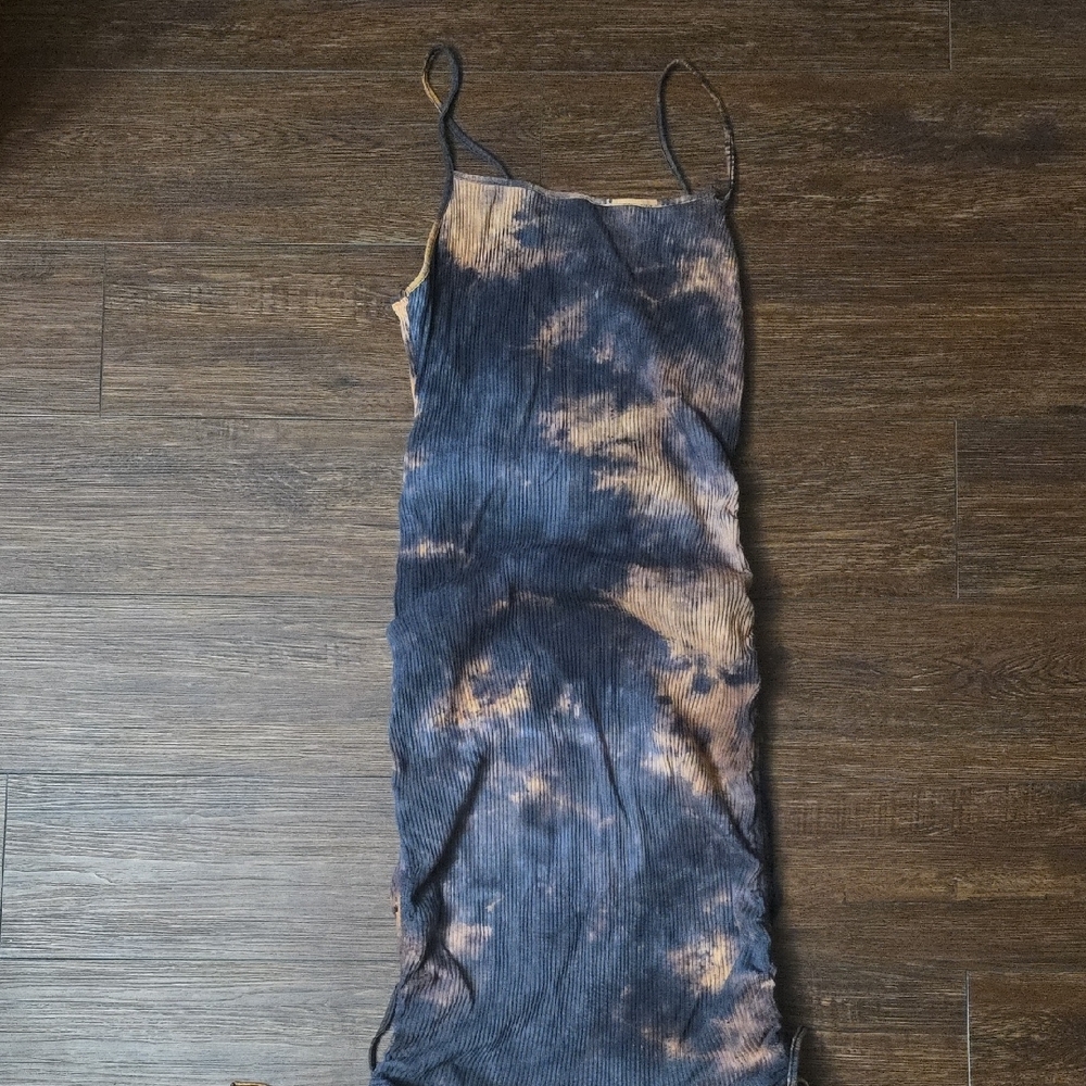SHEIN Tie-Dye Midi Dress - Black and Brown